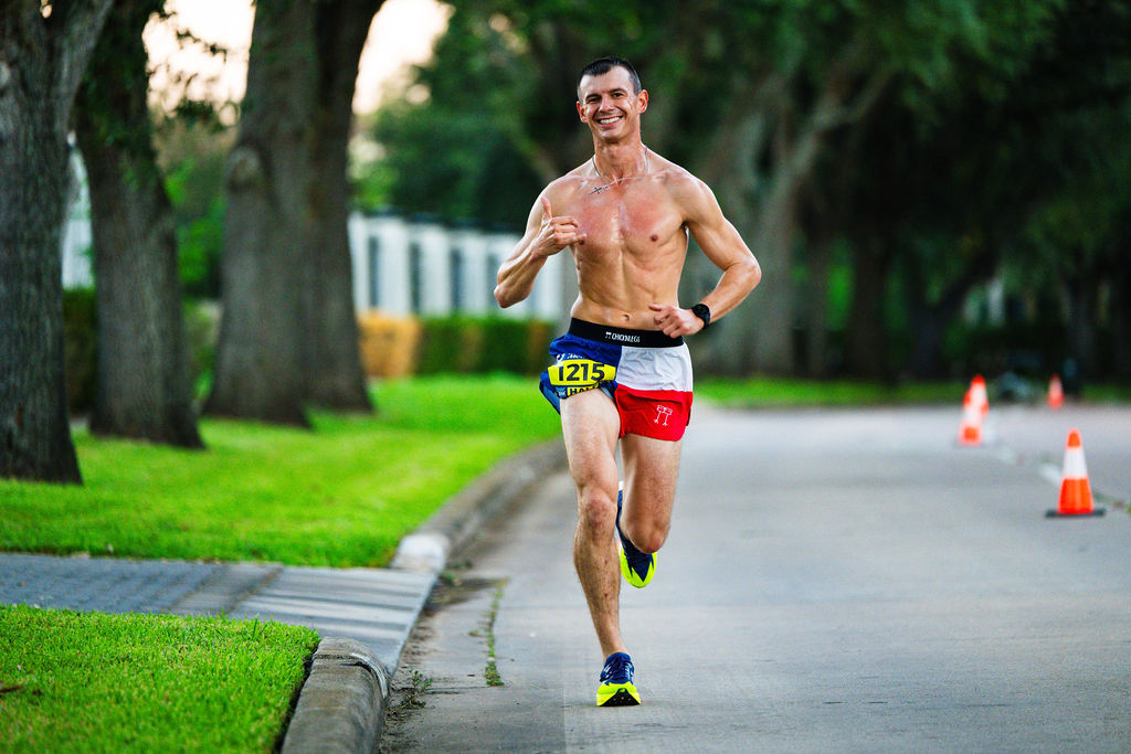Landen Noack, overall male Half Marathon winner, bib 1215