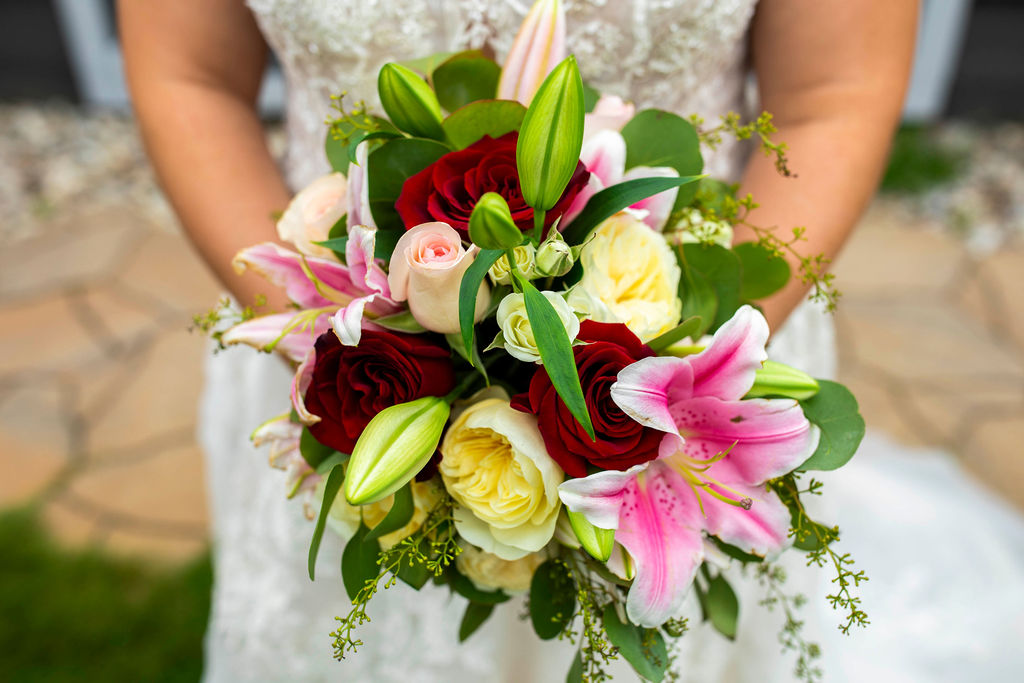 Kelsey's bouquet of lilies and roses