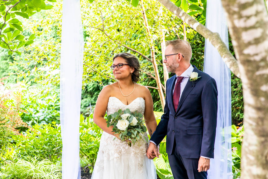 Christine and Mark, under the arbour