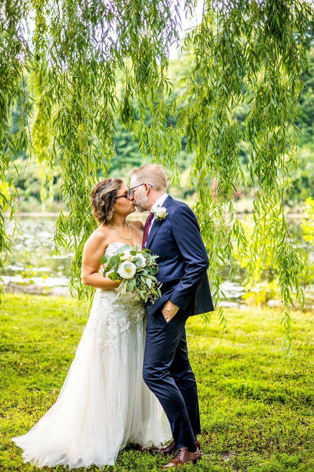 Christine and Mark beneath a willow
