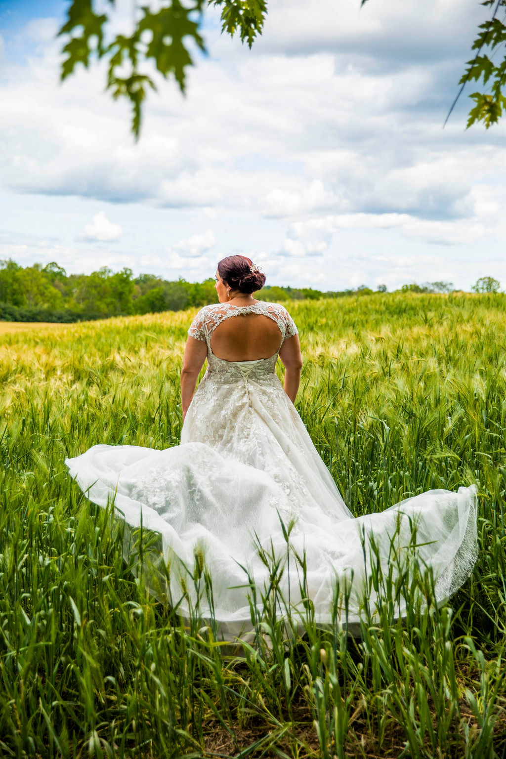 Kelsey's dress in the field