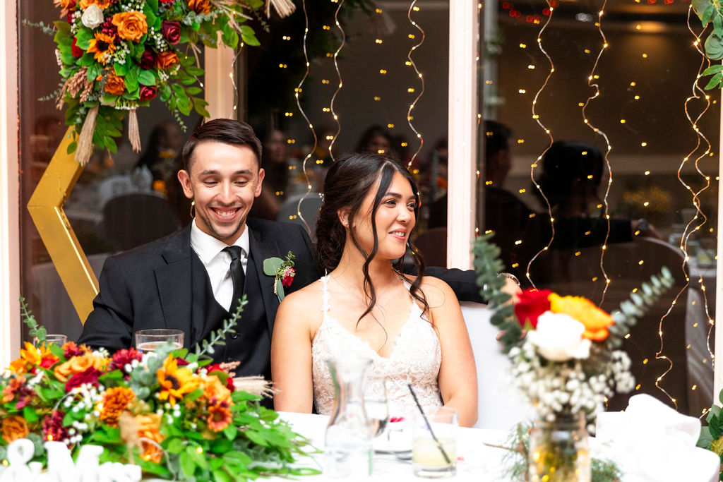 Brandon and Katherine, toasts and celebration