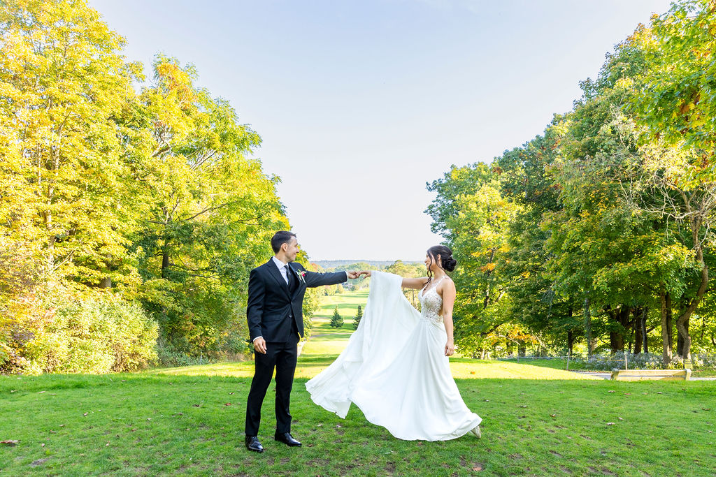 Katherine twirling on the lawn
