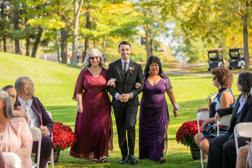 Brandon walking in with family