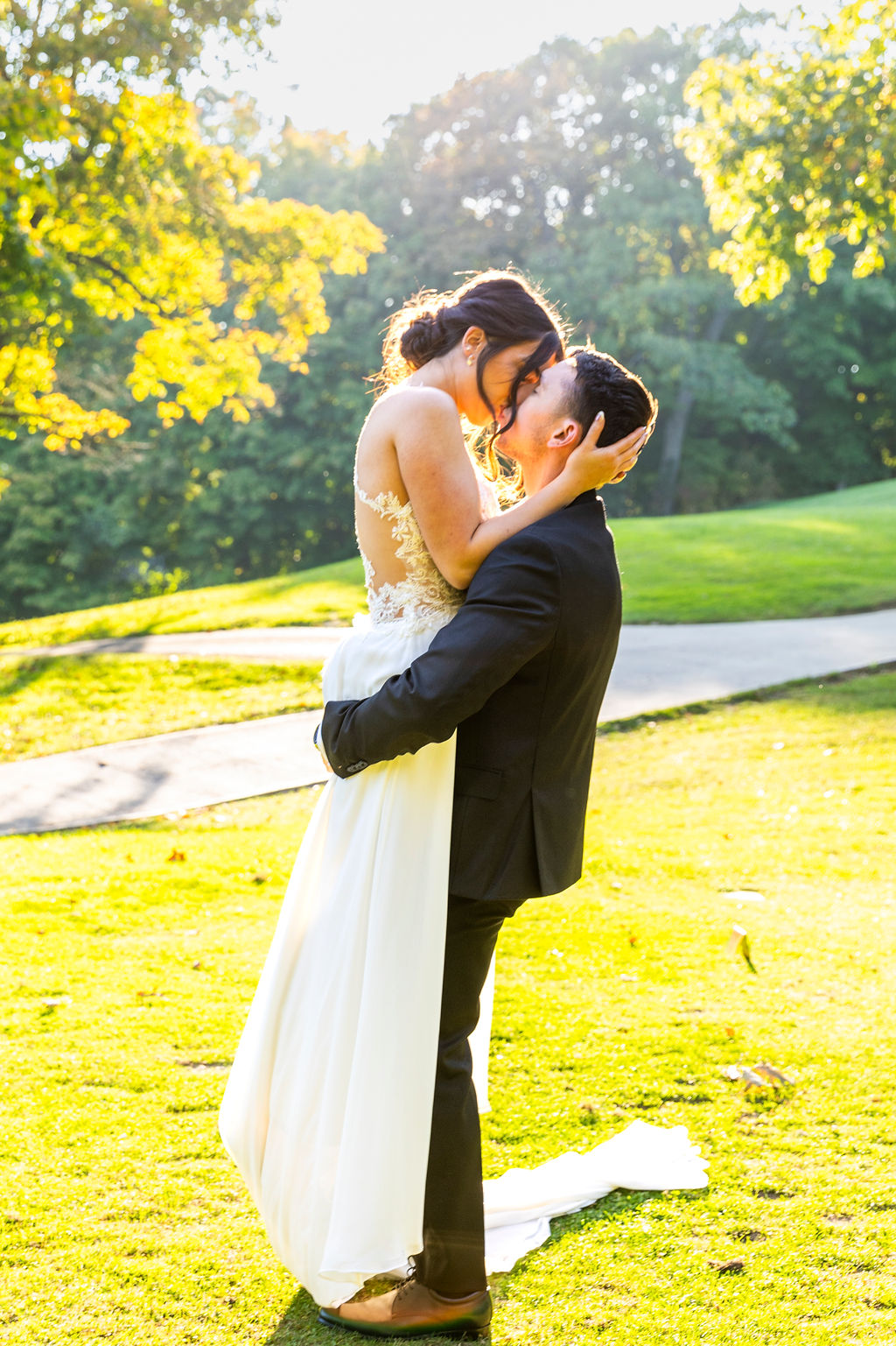 Brandon and Katherine backlit by the afternoon sun