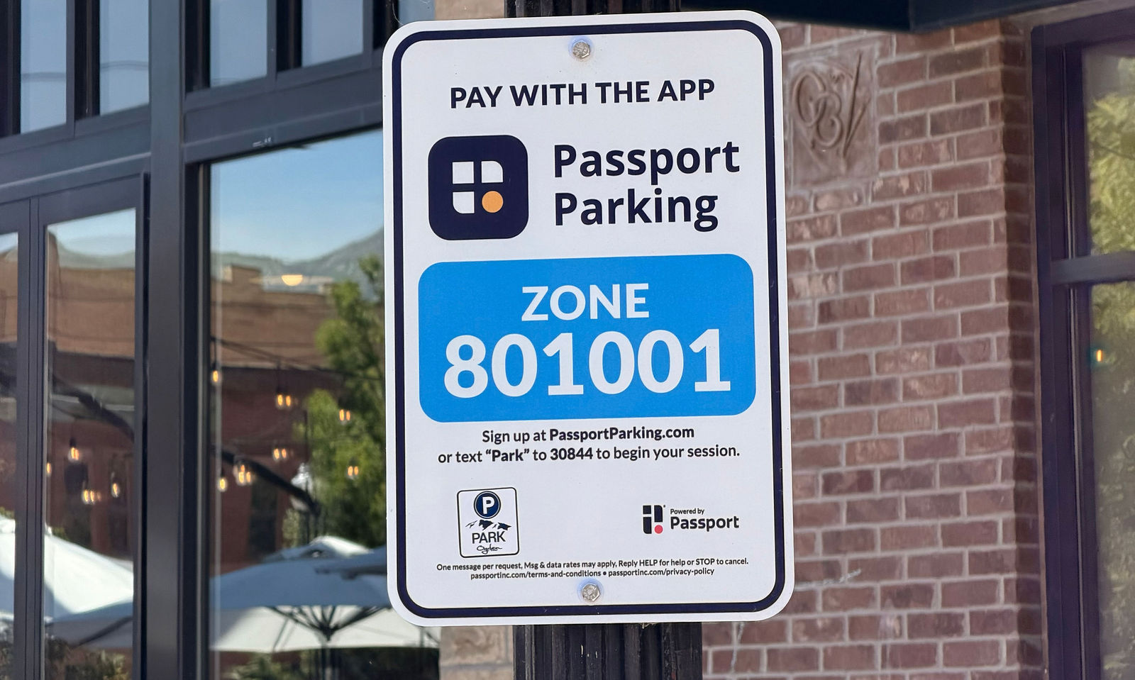 Passport Parking sign