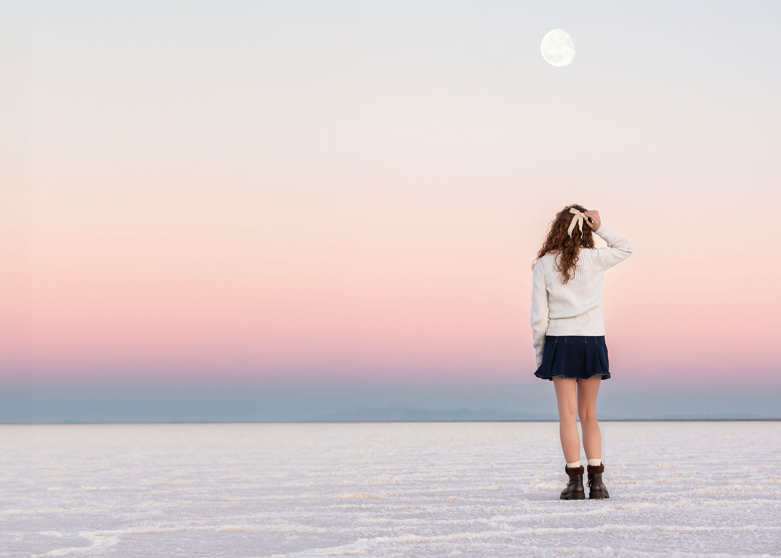 Bonneville Salt Flats photo session in Utah — cinematic portrait with a married couple