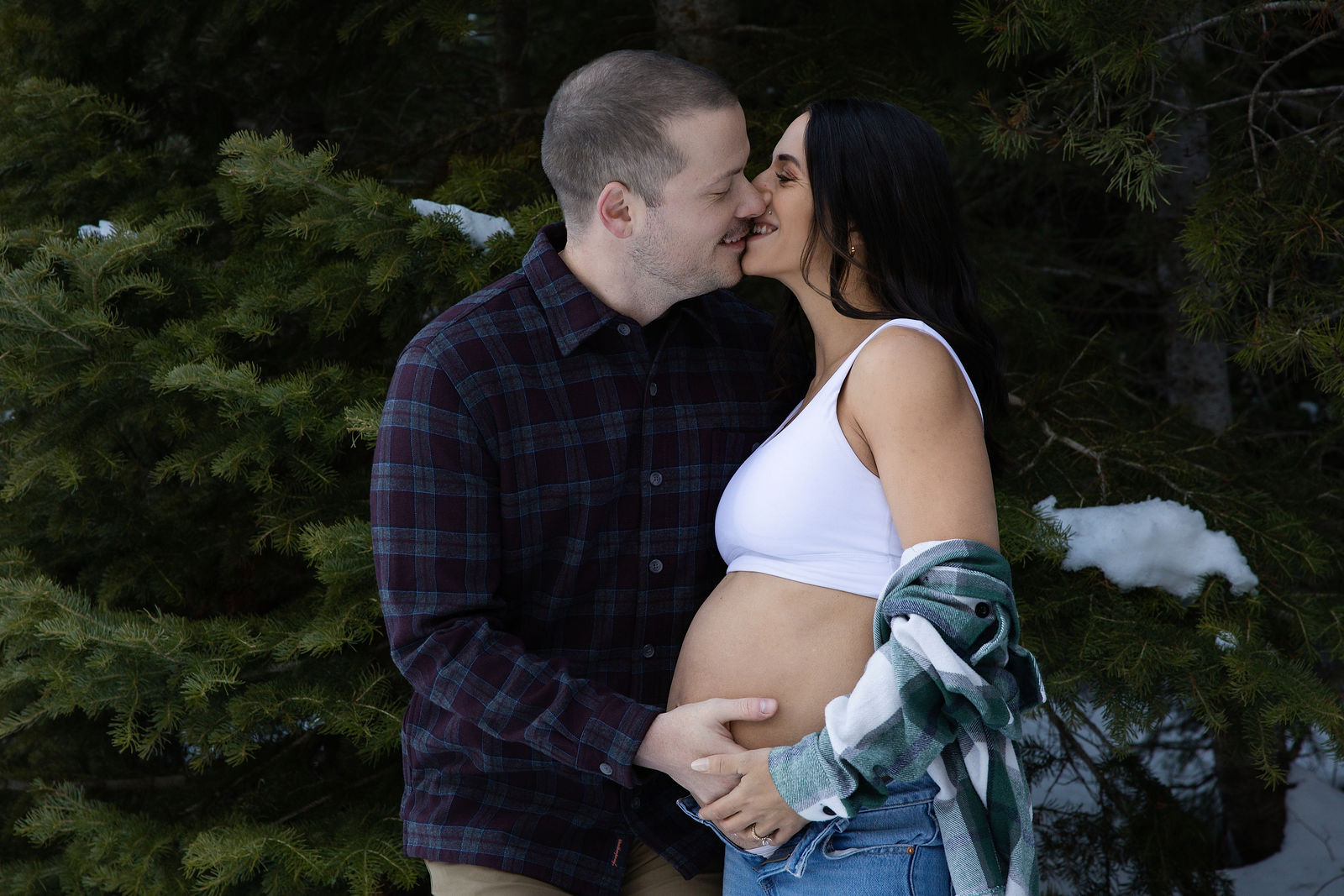 Utah studio maternity photographer classic pregnancy portrait with partner