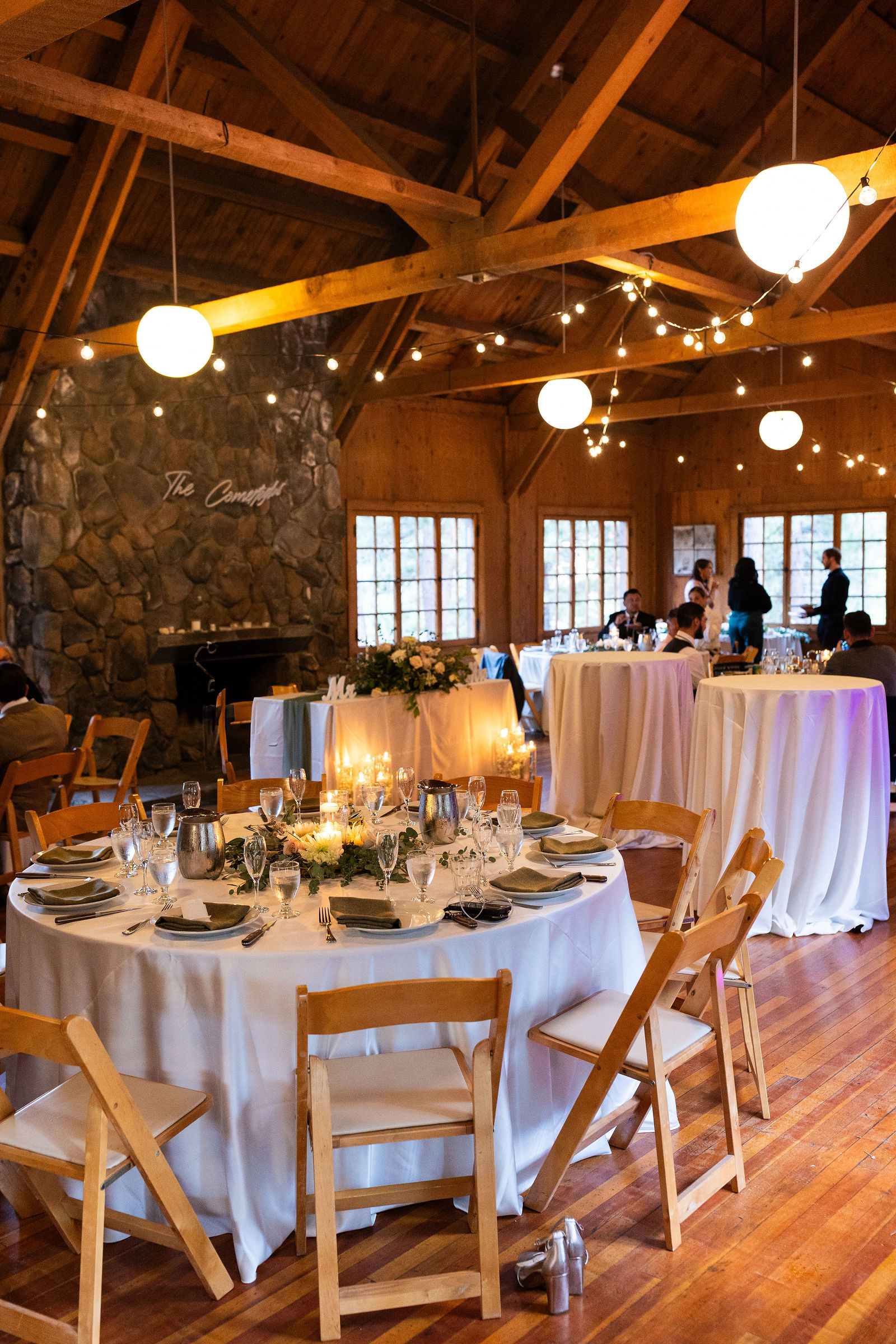 Camp High Sierra Mammoth wedding venue with pine forest lodge setting alternate view