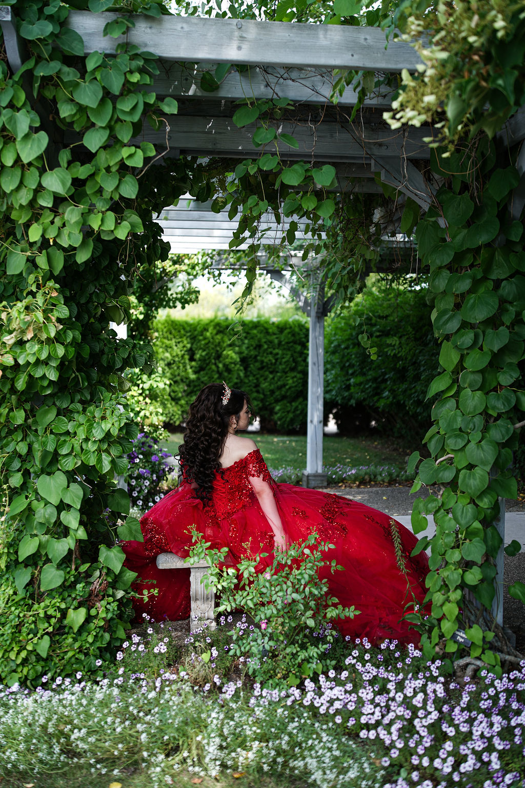 Luxurious dress and detail shot from Evalis's quinceañera