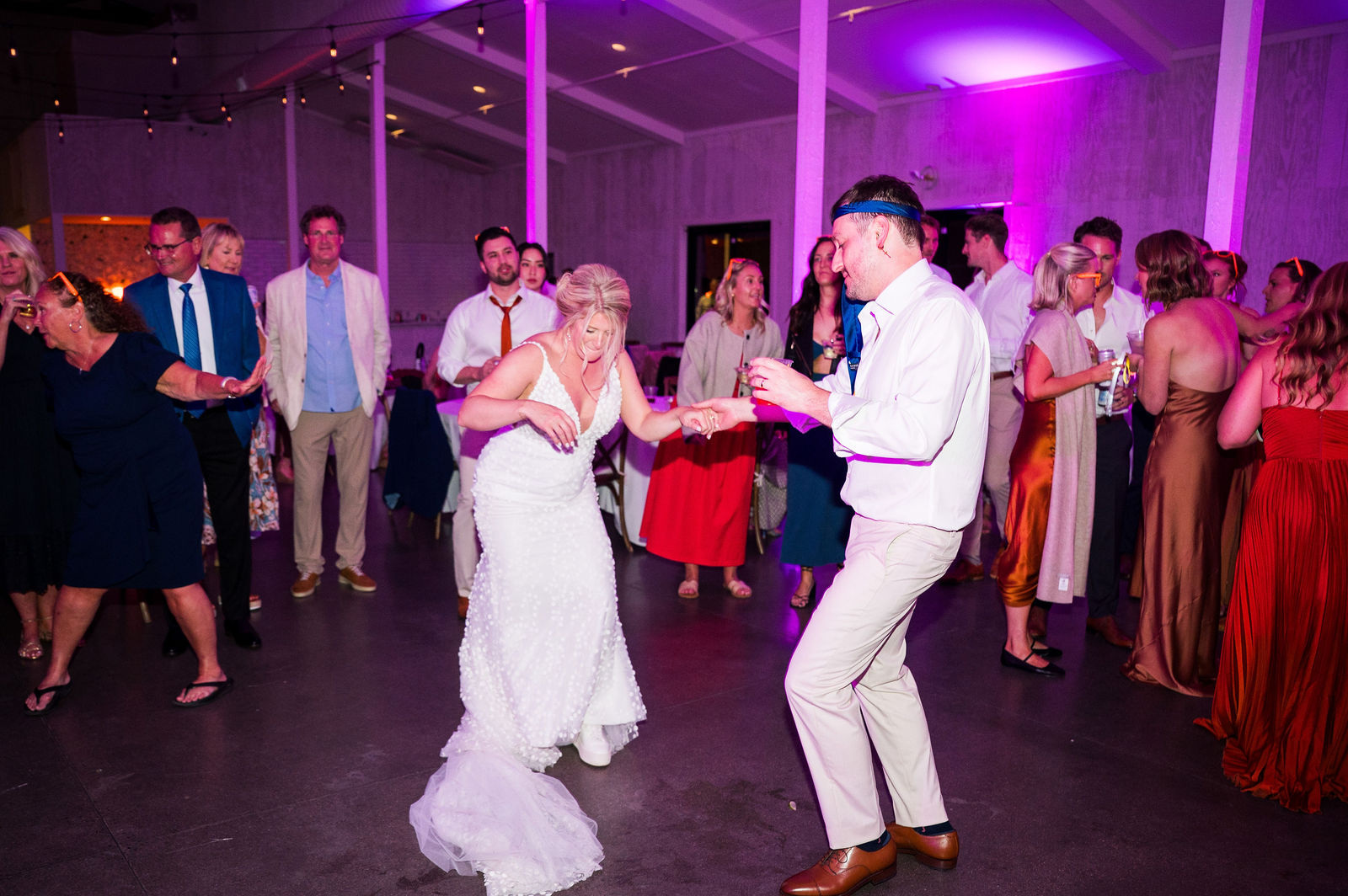 Bride and groom dancing together at the end of the night at The Woodlands Colorado
