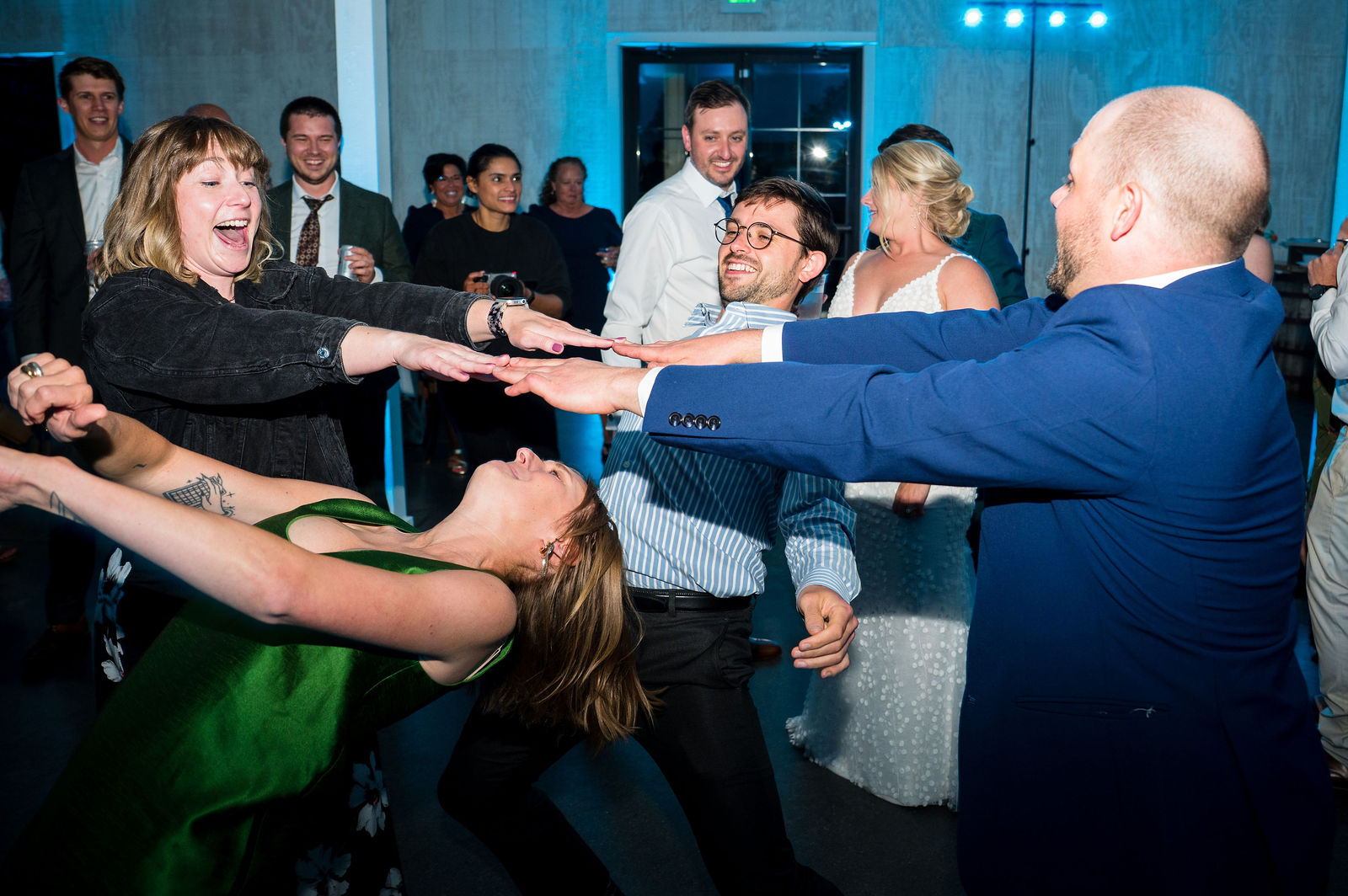Packed dance floor at a wedding reception in Morrison Colorado