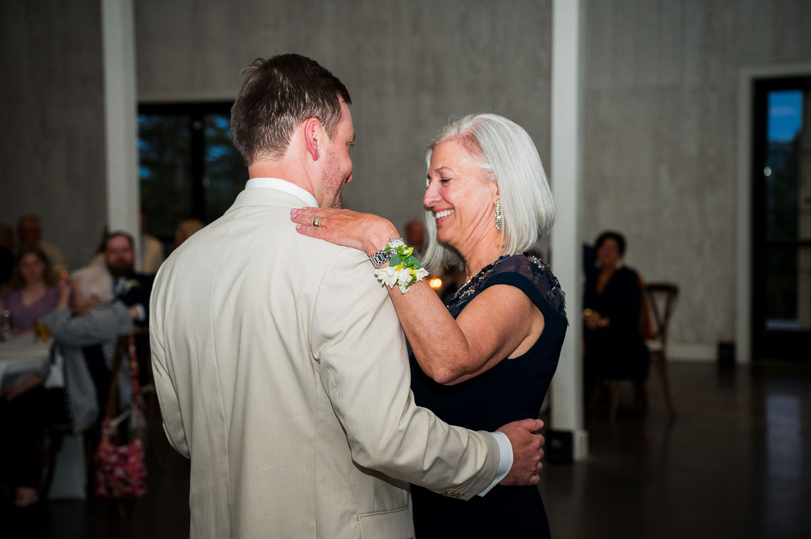 Groom dancing with his mother at a Woodlands Colorado wedding reception