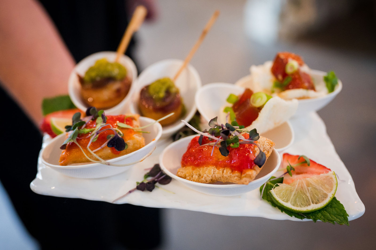 Passed appetizers during cocktail hour at The Woodlands in Morrison Colorado