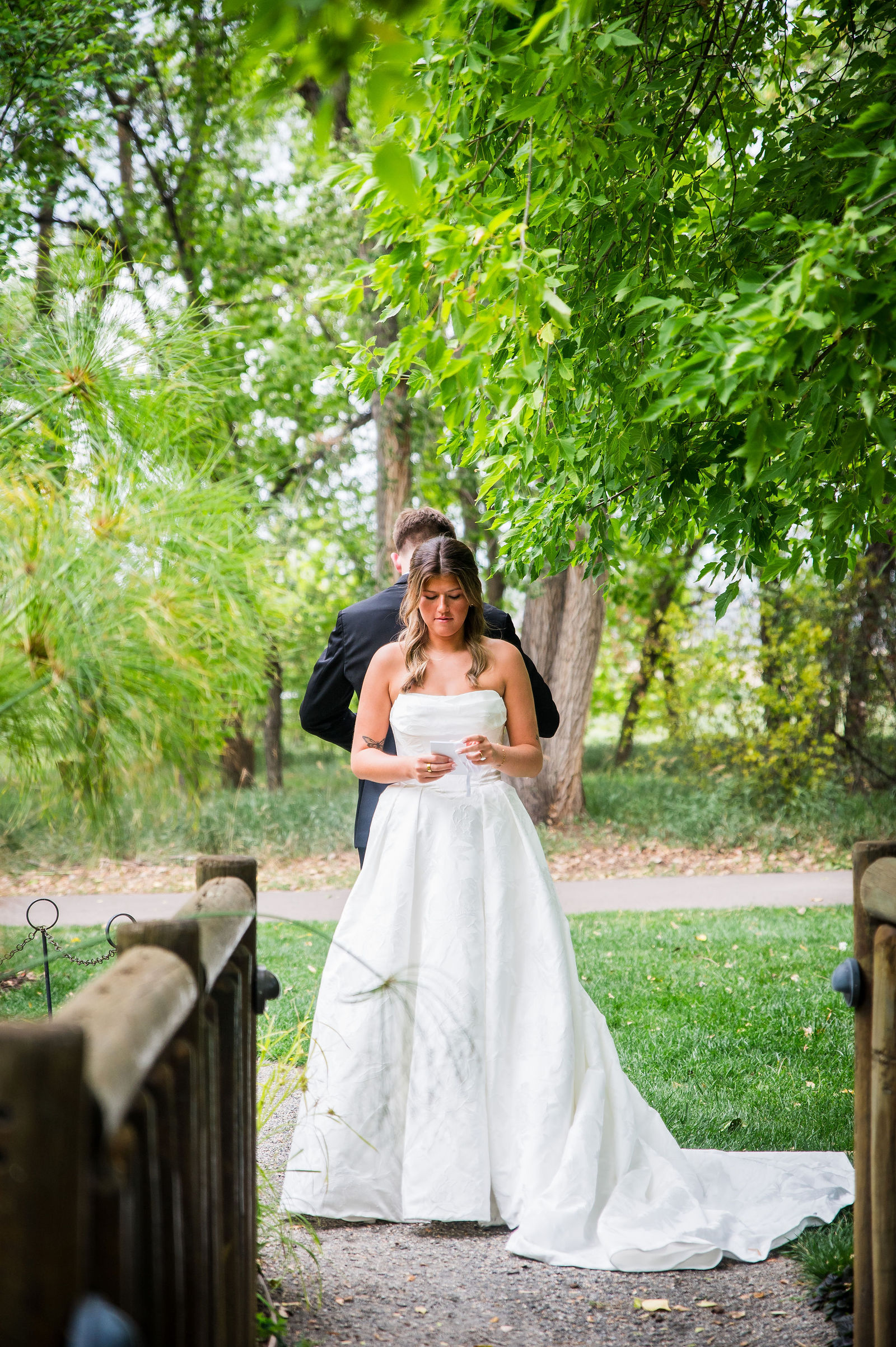 Bride reading her private vows at Chatfield Farms