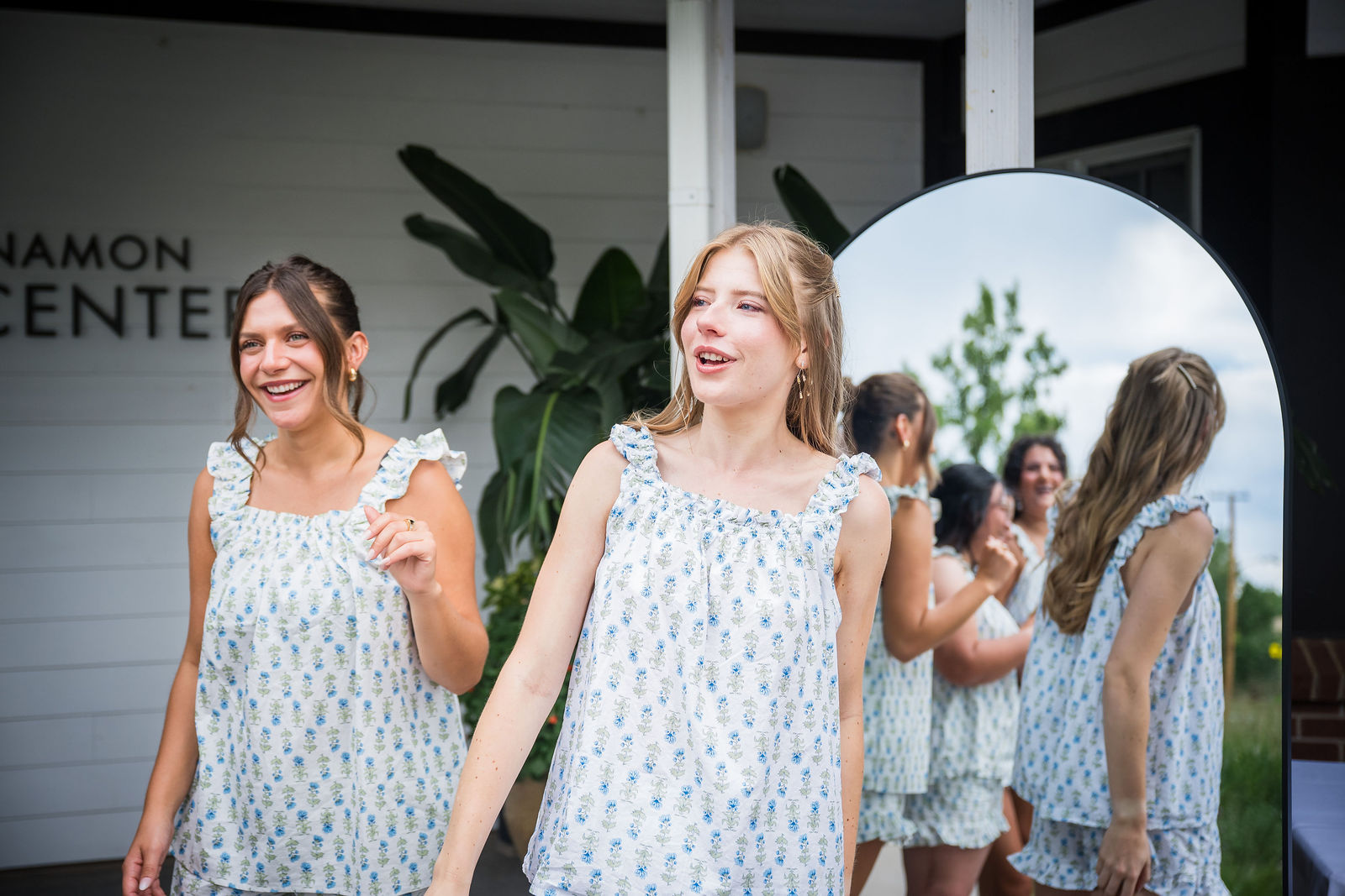 Bride with her bridesmaids in the garden