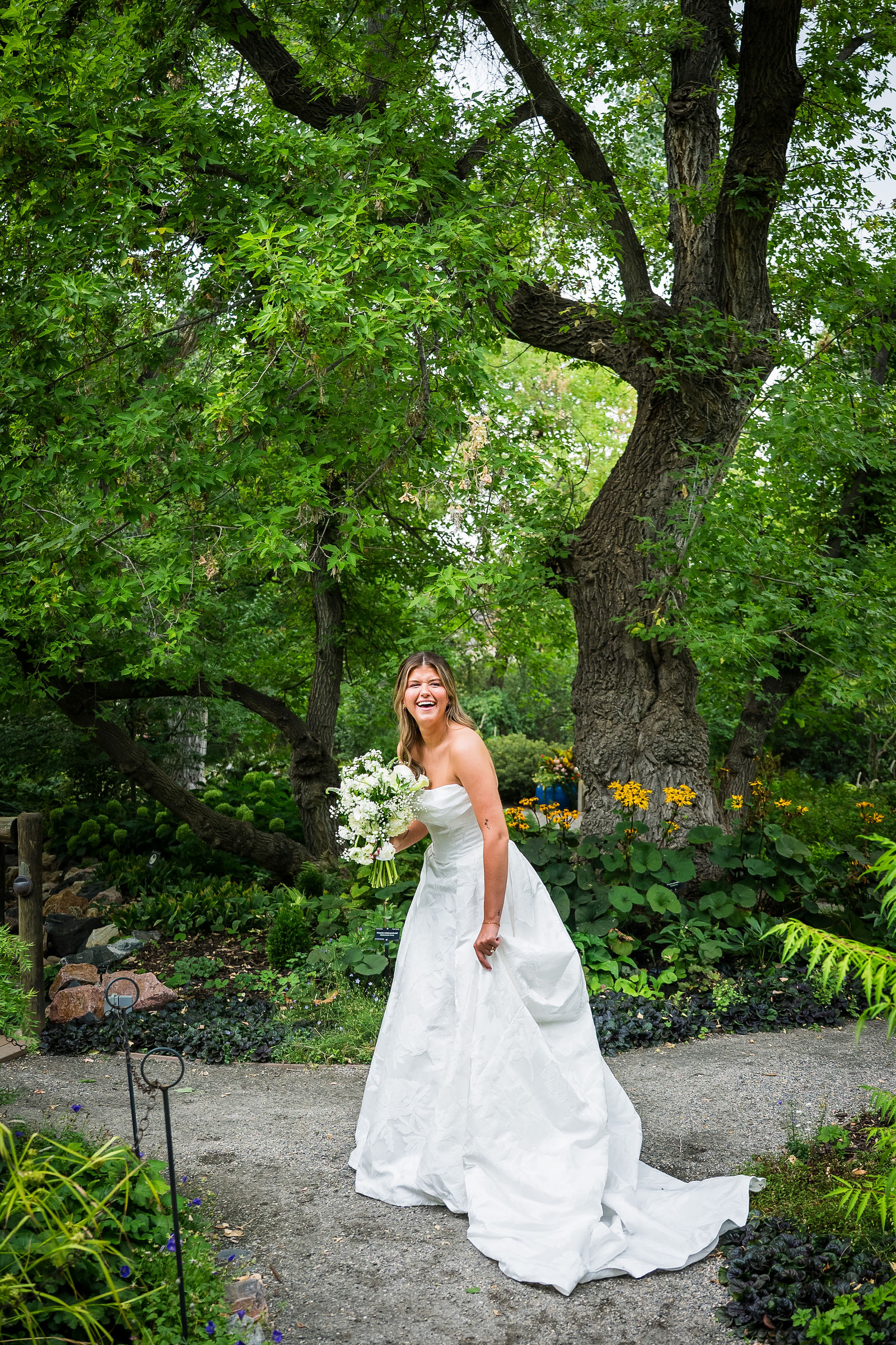 Bridal portrait in the gardens at Chatfield Farms