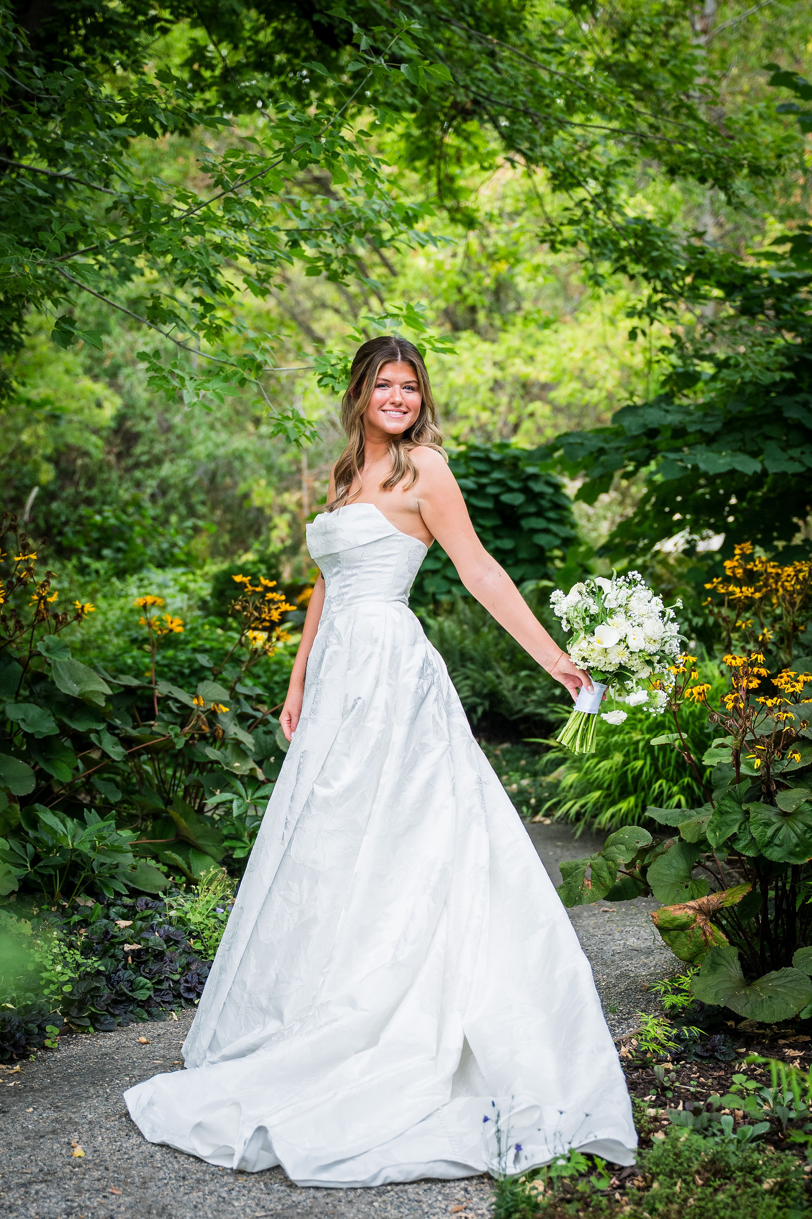 Bride in the garden before her ceremony