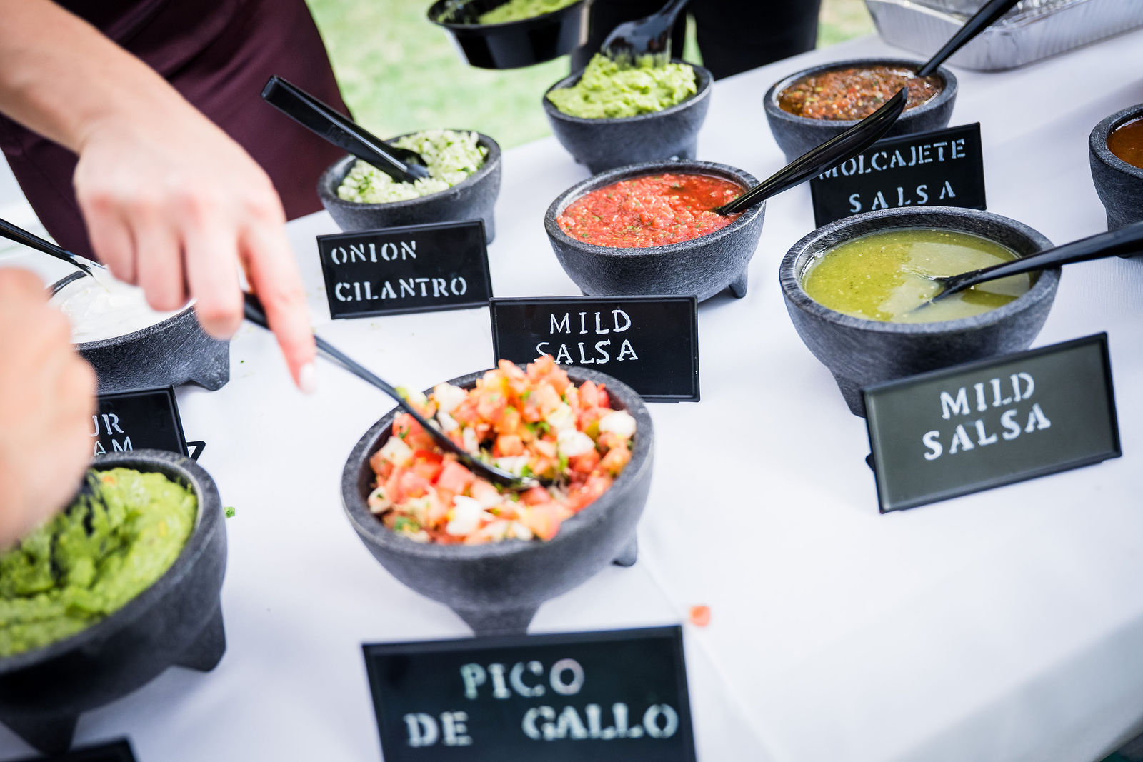 Mexican food spread at a barn wedding in Colorado