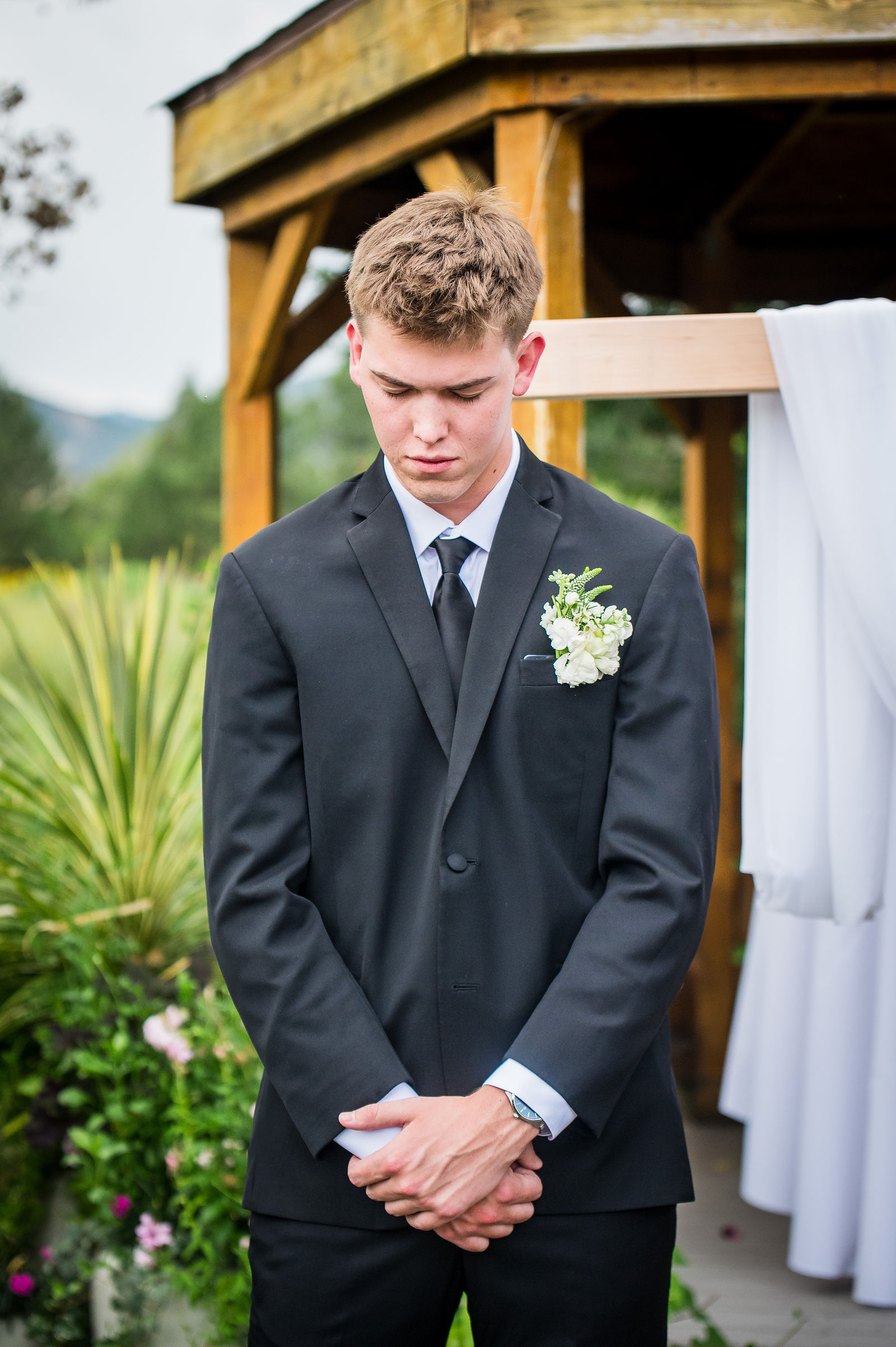 Groom waiting at the altar for his bride