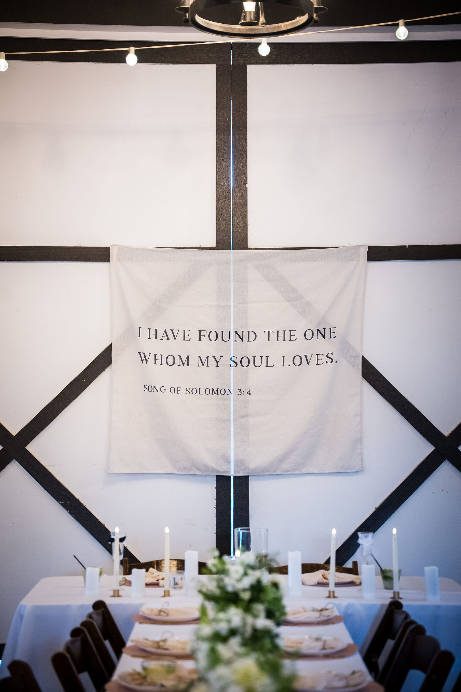 I have found the one whom my soul loves sign at a wedding reception